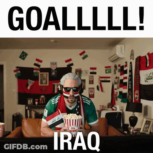 Man Eating Popcorn Saying Goal GIF