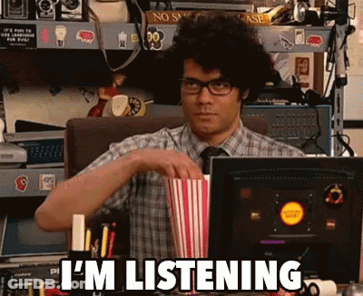 Man Eating Popcorn Says I'm Listening GIF