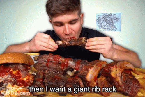 Man Eating Rib Rack Then I Want Giant Rib Rack GIF