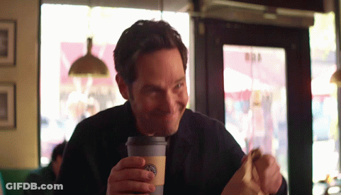 Man Eating Sandwich And Drinking Starbucks Coffee GIF