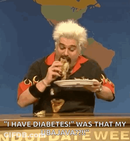 Man Eating Sandwich Saying I Have Diabetes Was That My Ubajava GIF
