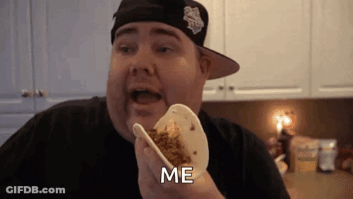 Man Eating Taco Saying Me GIF