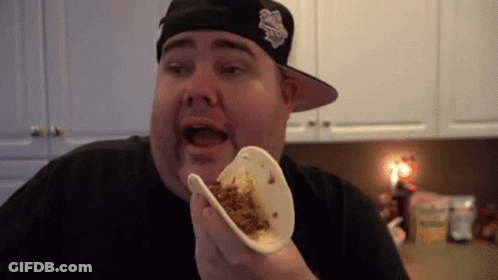Man Eating Taco With New Era Hat GIF