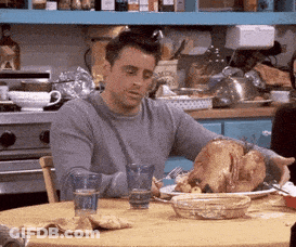 Man Eating Turkey At Table GIF