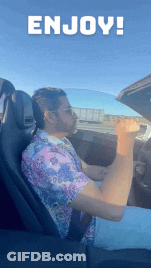 Man Enjoy Driving On Sunny Day GIF