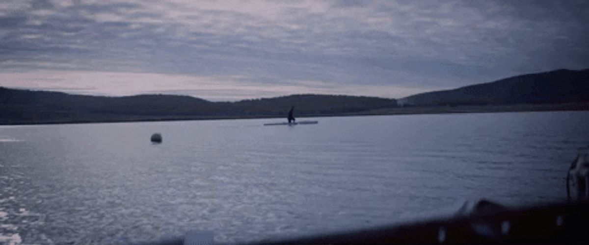 Man Enjoy The Ride On The Canoe GIF