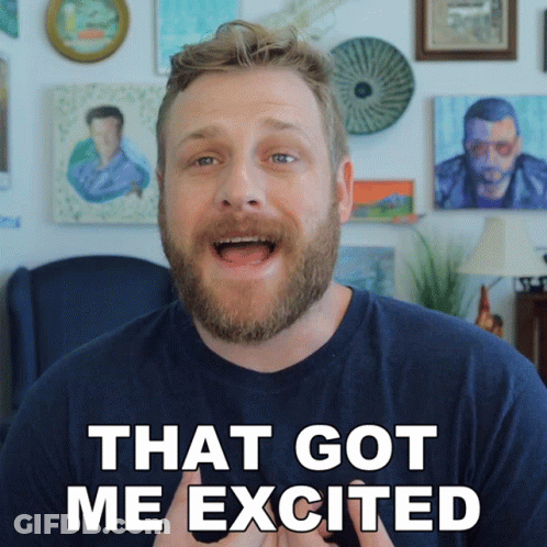 Man Excited In Front Of Paintings GIF