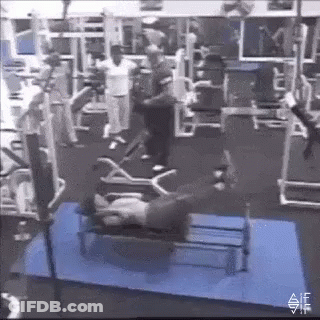 Man Exercising On Bench As Another Watches GIF
