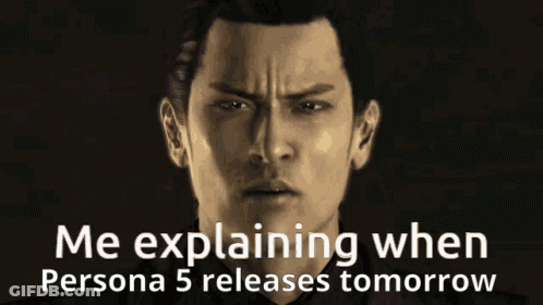 Man Explaining Persona 5 Release GIF