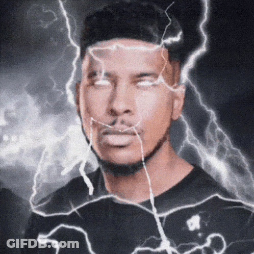 Man Face Covered In Lightning Bolts GIF