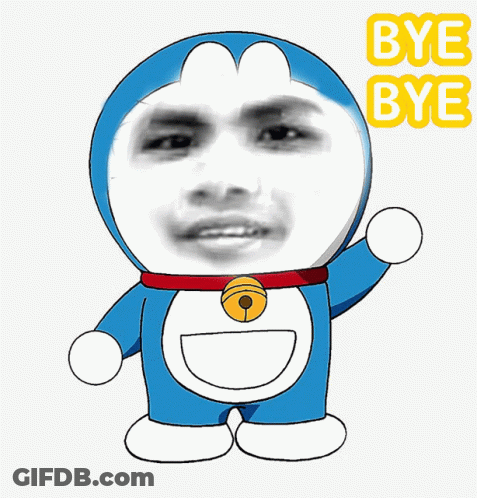 Man Face Doraemon Bye Bye GIF
