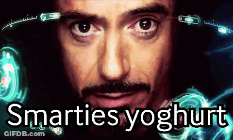 Man Face Smarties Yoghurt GIF