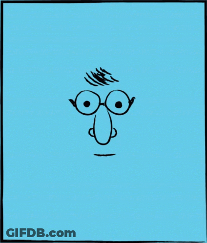 Man Face With Glasses On Blue Background GIF