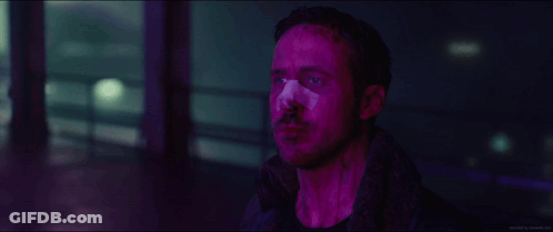 Man Face With Purple And Green Lights GIF