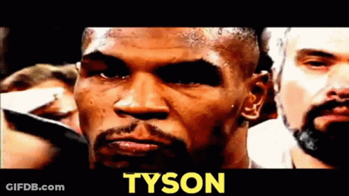 Man Face With Tyson In Yellow Letters GIF
