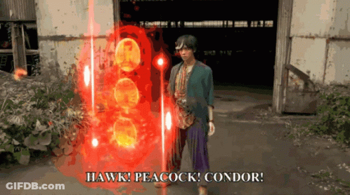 Man Facing Red Light Saying Hawk Peacock Condor GIF
