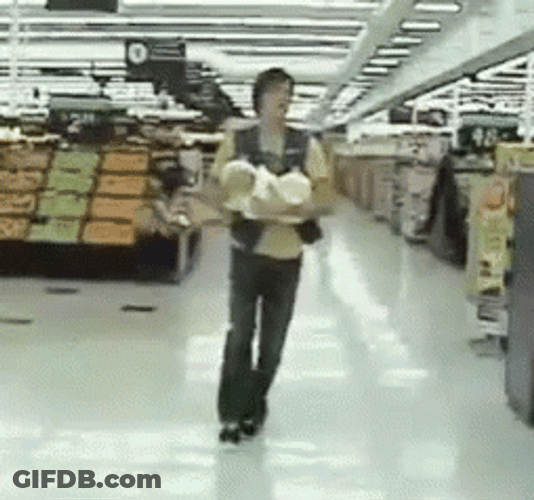 Man Falling Down On The Grocery Store GIF