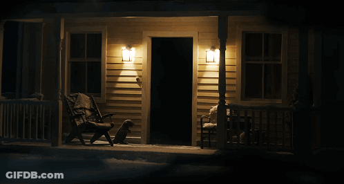 Man Falling Through House Door At Night GIF