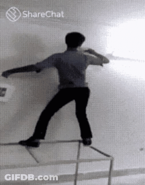 Man Falls Down While Painting GIF