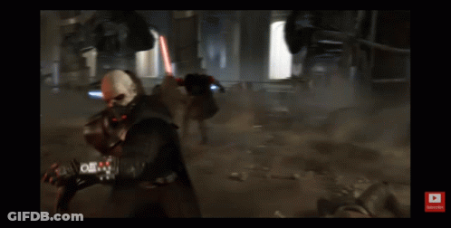 Man Fighting Another Man With Lightsaber In Video Game GIF