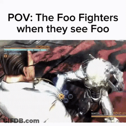 Man Fighting Robot Video Game Foo Fighters When They See Foo GIF