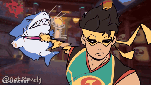 Man Fighting Shark GIF