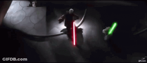 Man Fighting With Lightsaber In Darkness GIF