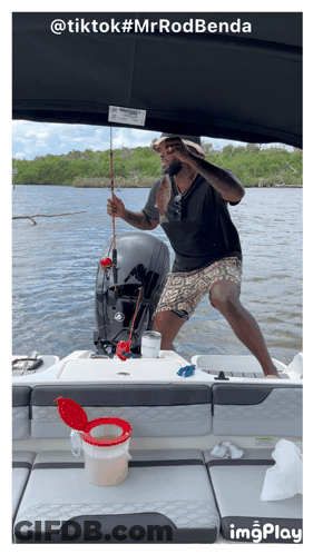 Man Fishing On Boat GIF
