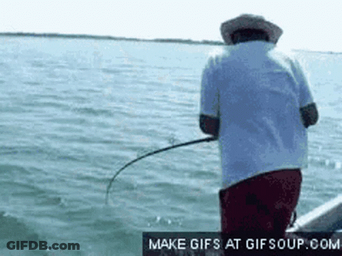 Man Fishing On Boat GIF