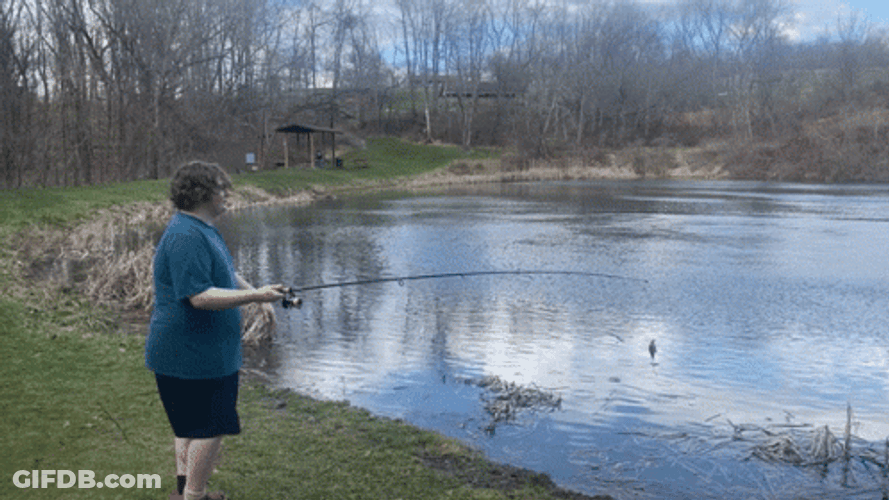 Man Fishing On Lake GIF