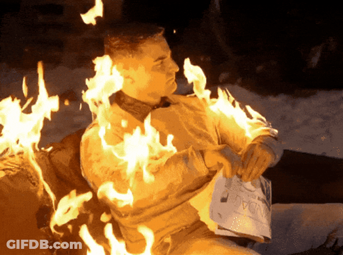Man Flame On White Sitting GIF