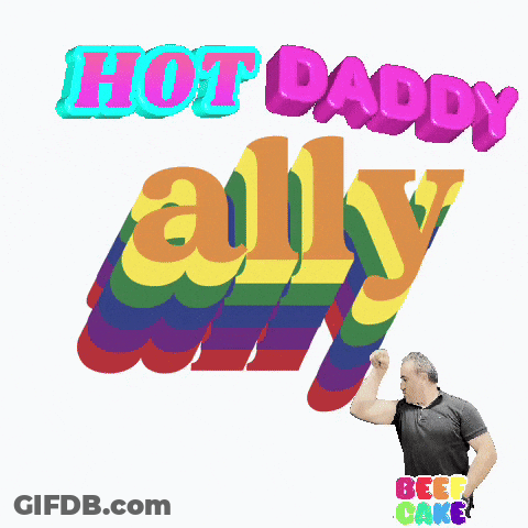 Man Flexing Muscles In Front Of Ally Sign GIF