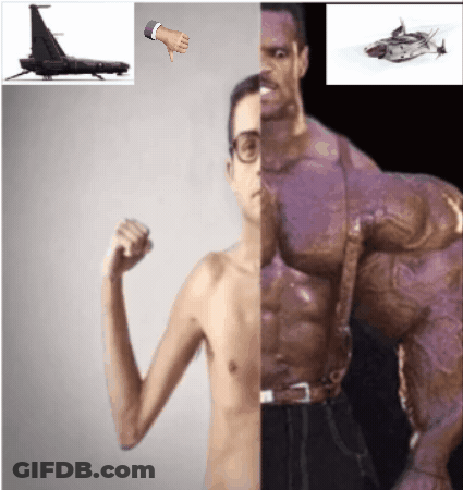 Man Flexing Muscles Next To Plane And Thumbs Down GIF