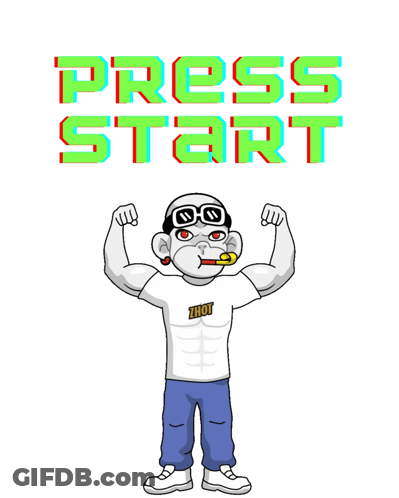 Man Flexing Muscles Press Start GIF