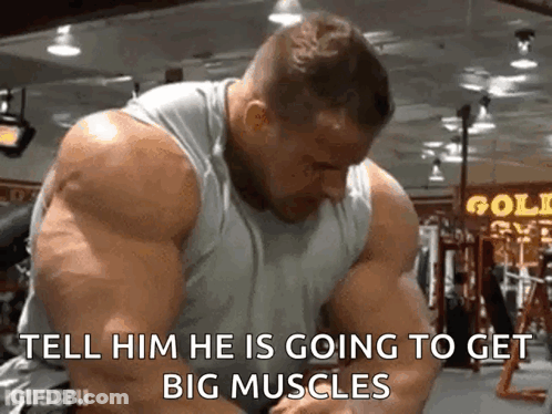 Man Flexing Muscles Saying Tell Him Big Muscles GIF
