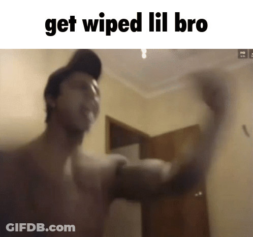 Man Flexing Muscles With Get Wiped Lil Bro GIF