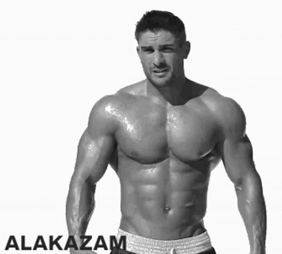 Man Flexing Upper Body Muscle Growth GIF