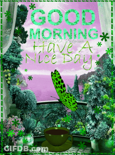 Man Floating In Coffee With Good Morning GIF