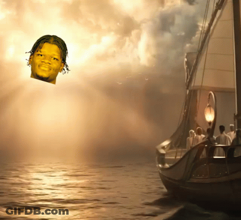 Man Floating Over Water With Boat GIF