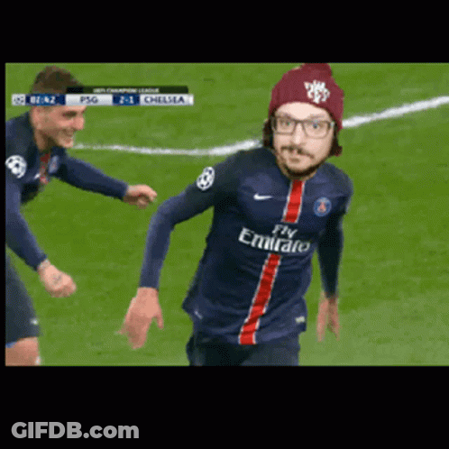 Man Fly Emirates Jersey Glasses Running Soccer Field GIF