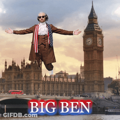 Man Flying In Front Of Big Ben GIF