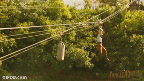 Man Flying On Jungle Cruise Ropes Course GIF