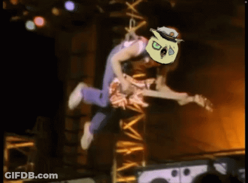 Man Flying Through Air Holding Guitar GIF