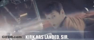 Man Flying Through Air Saying Kirk Has Landed Sir GIF