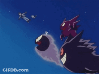 Man Flying Through Air With Purple Monster GIF