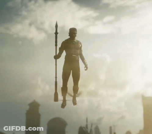 Man Flying Through Air With Spear GIF