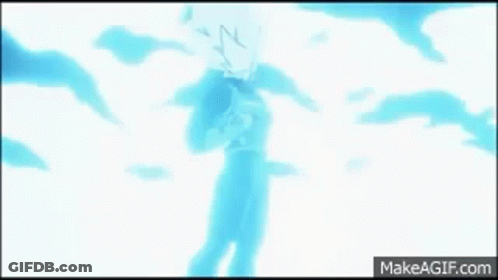 Man Flying With Blue Light From Chest GIF