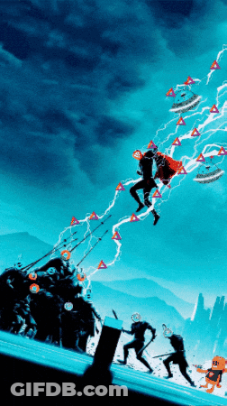 Man Flying With Sword Movie Poster GIF