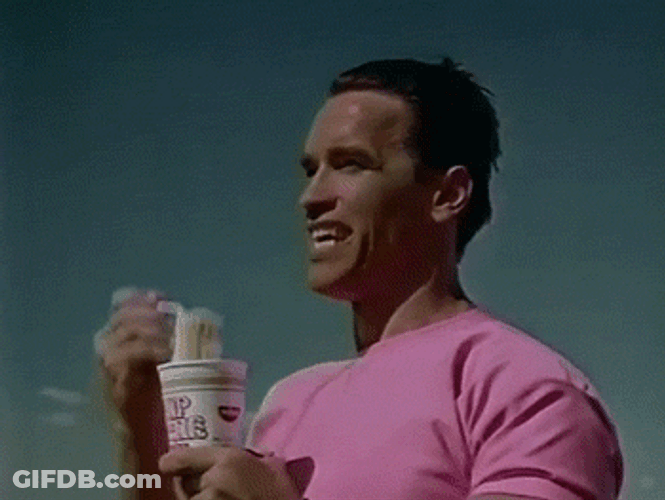 Man Force Smile Eating Noodles GIF