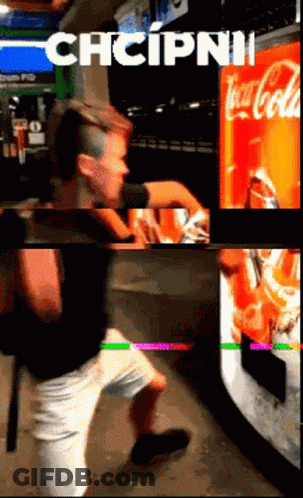 Man Getting Drink From Coca Cola Vending Machine GIF